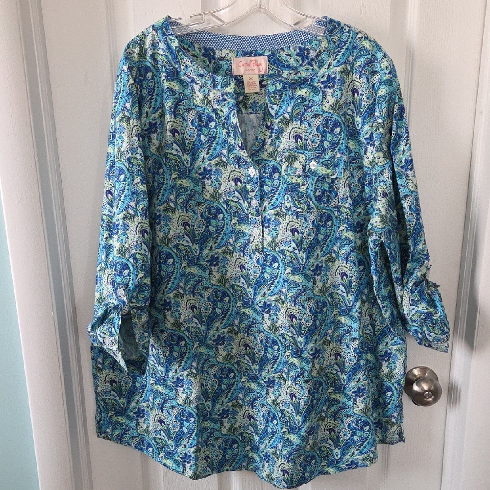 Blue Paisley Boho Chic Vacatuon Vibe Women's Top